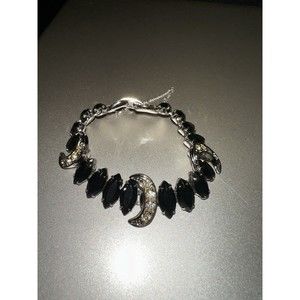 sarah coventry jewelry vintage Bracelet, 7” Long 1” Wide Crescent, Faux Stones